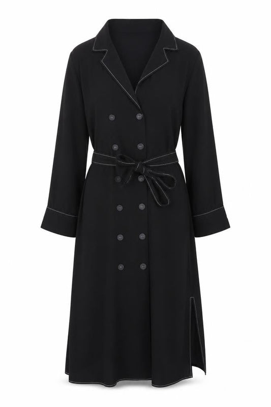 Red Herring Womens Black Polyester Shirt Dress Size 8 V-Neck Button