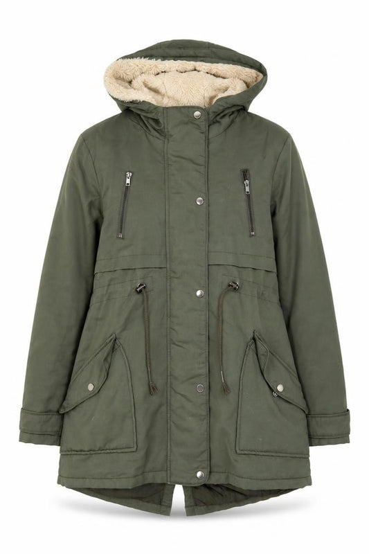 ASOS Womens Green Parka Coat Size 8 Zip