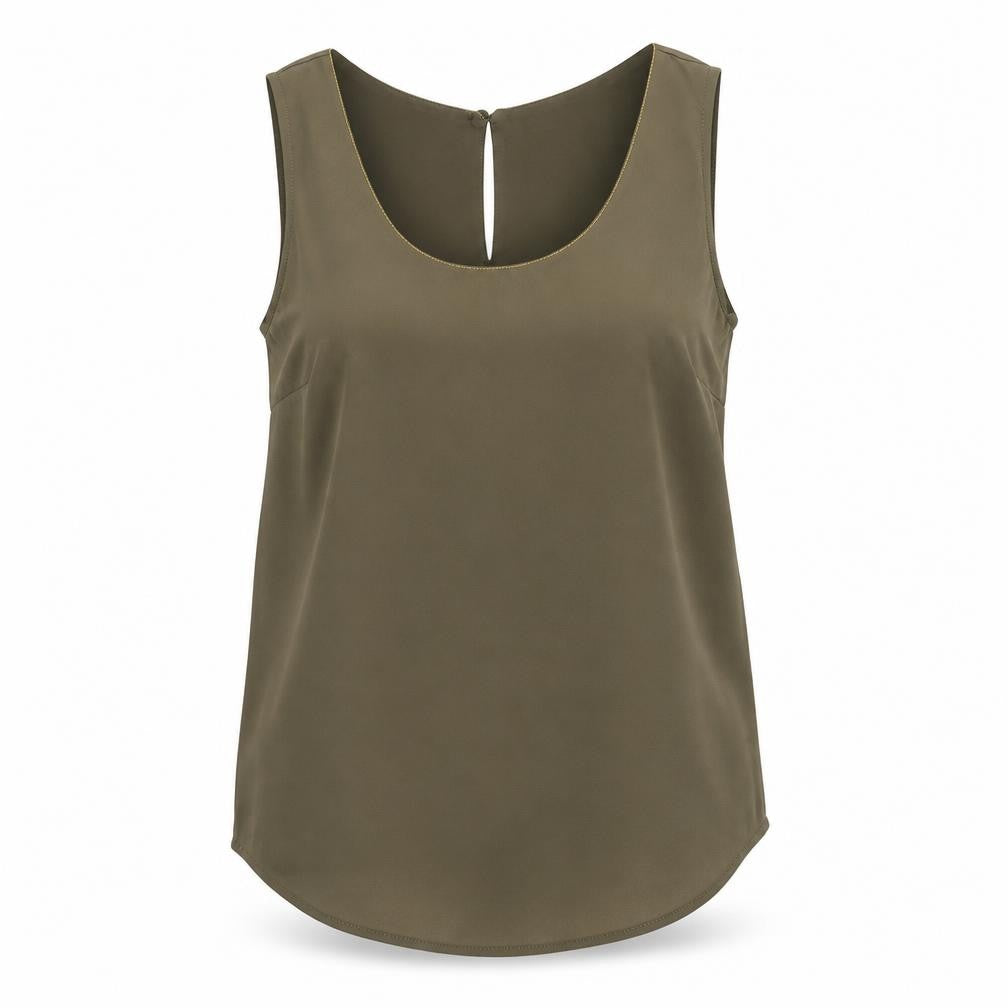 Oasis Womens Green Polyester Basic Tank Size 10 Scoop Neck