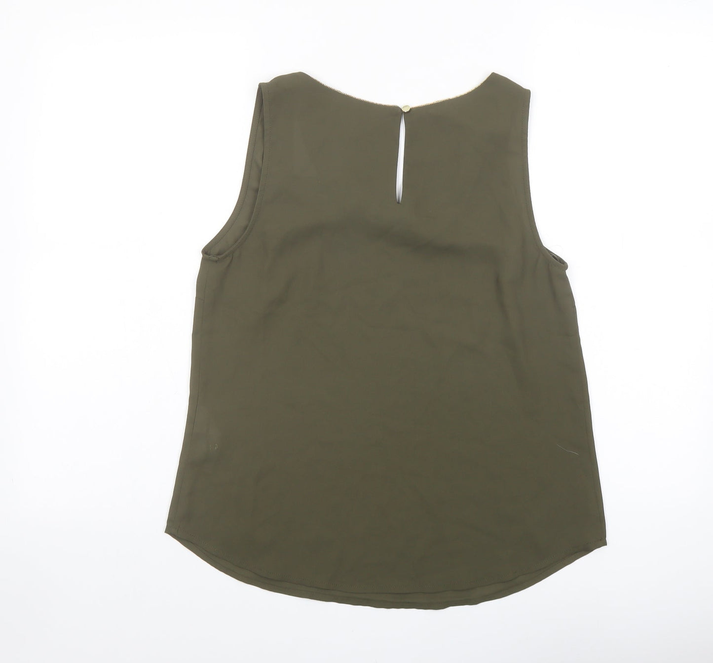 Oasis Womens Green Polyester Basic Tank Size 10 Scoop Neck