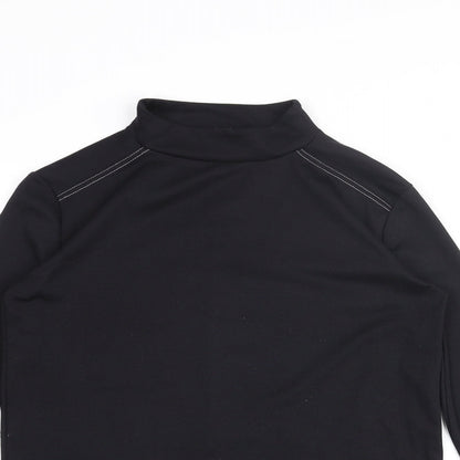 Zara Womens Black Polyester Basic Blouse Size M Mock Neck - Cuff Detail Side Slits