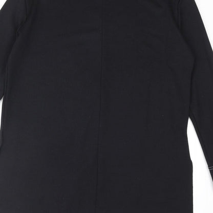 Zara Womens Black Polyester Basic Blouse Size M Mock Neck - Cuff Detail Side Slits