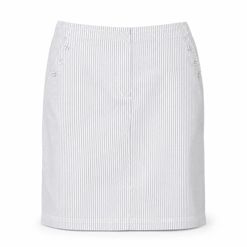 Emreco Womens Blue Striped Cotton Straight & Pencil Skirt Size 14 Zip - Button