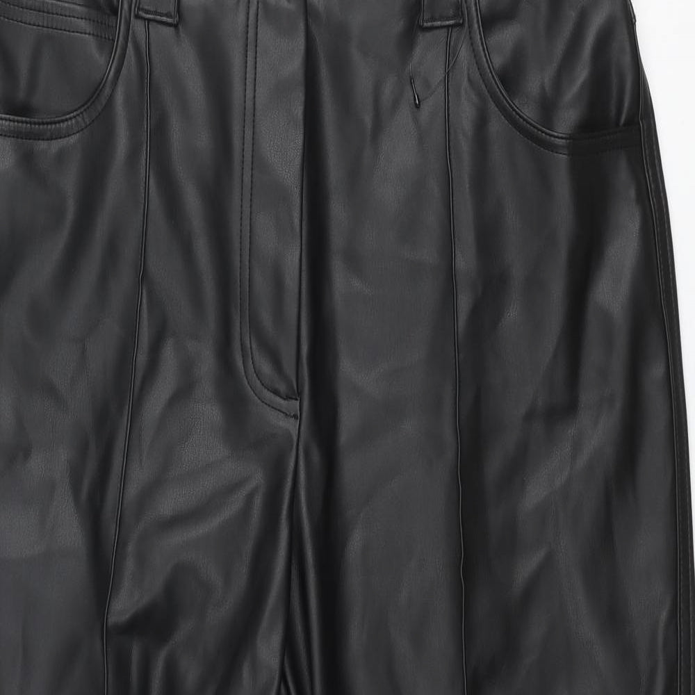 Marks and Spencer Womens Black Polyester Trousers Size 16 L24 in Regular Zip