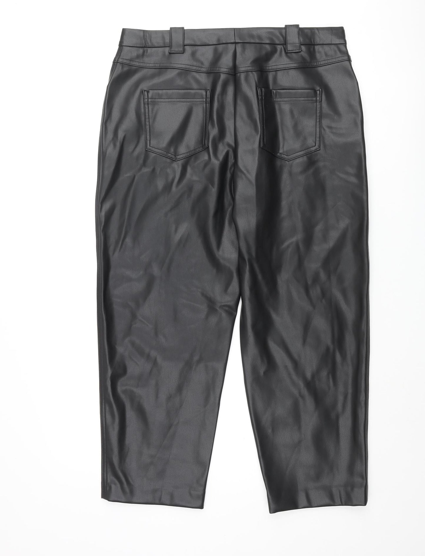 Marks and Spencer Womens Black Polyester Trousers Size 16 L23 in Regular Zip