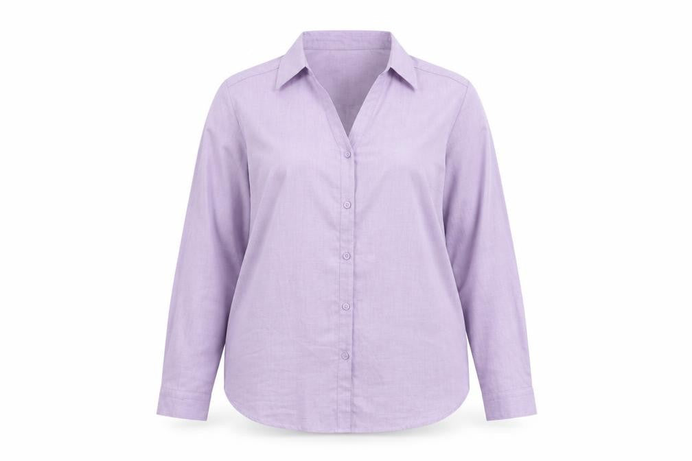 EWM Womens Purple Polyester Basic Button-Up Size 16 Collared