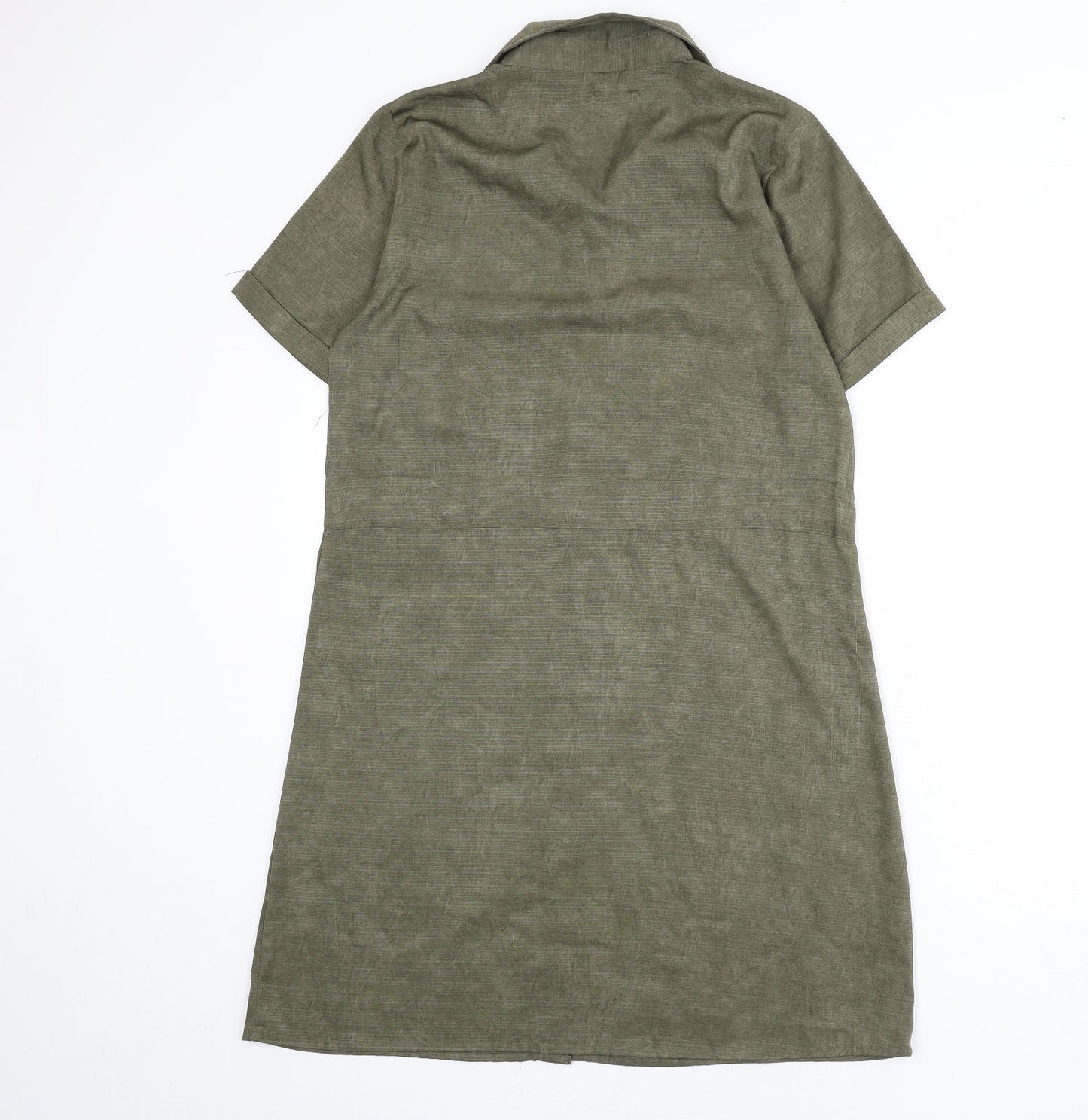 Blue Vanilla Womens Green Polyester A-Line Size 12 Collared Button