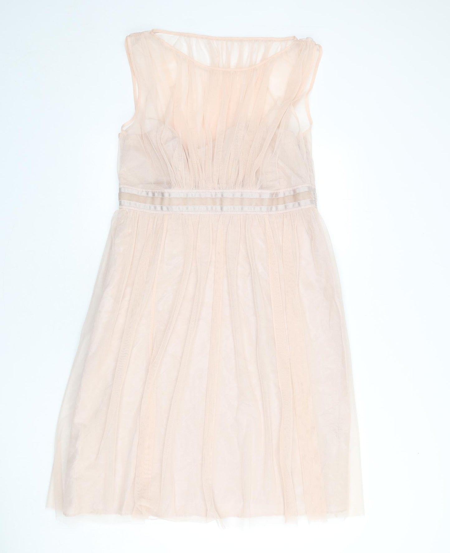 Debut Womens Pink Polyester A-Line Size 16 Round Neck Zip - Mesh Overlay