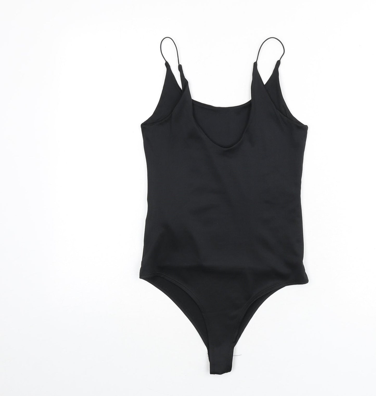 Amisu Womens Black Polyester Bodysuit One-Piece Size S Snap