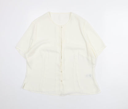 St Michael Womens Ivory Polyester Basic Button-Up Size 20 Round Neck - Lace Trim