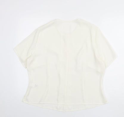 St Michael Womens Ivory Polyester Basic Button-Up Size 20 Round Neck - Lace Trim