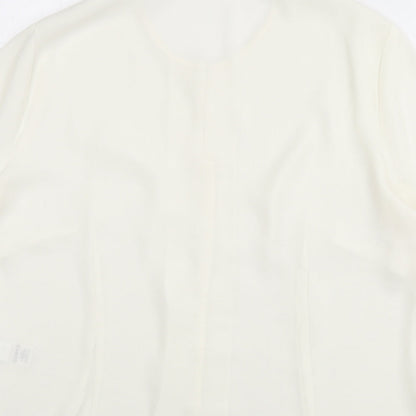 St Michael Womens Ivory Polyester Basic Button-Up Size 20 Round Neck - Lace Trim
