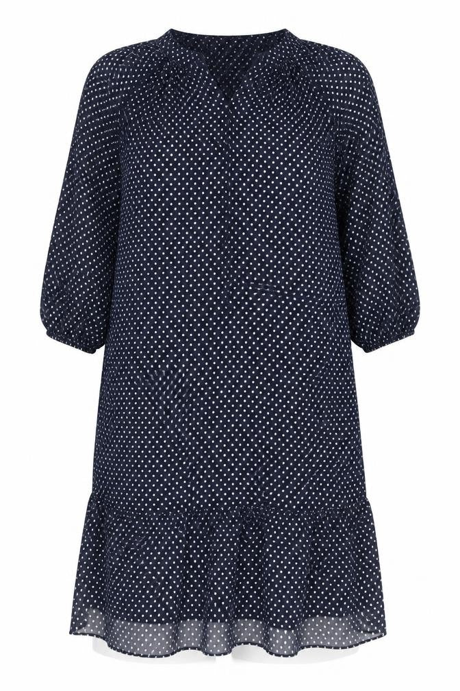 Marks & Spencer Womens Blue Polka Dot Polyester A-Line Size 10 Round Neck Tie