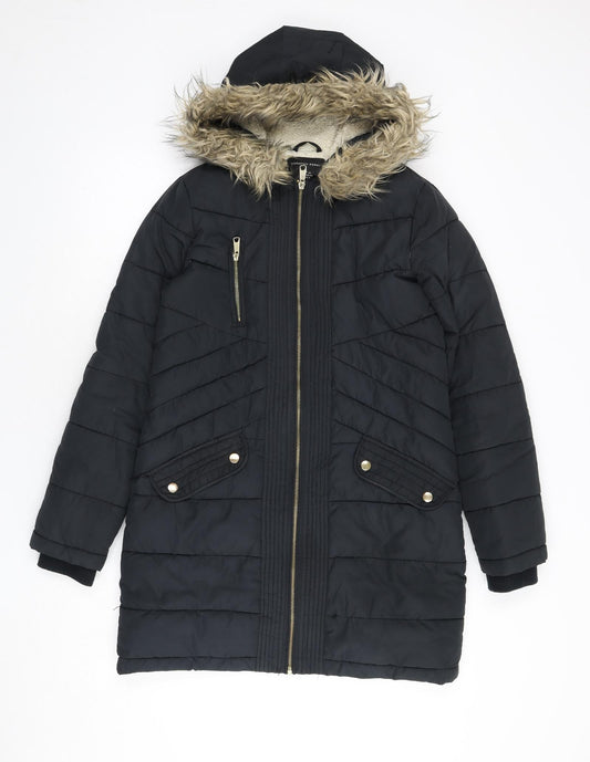 Dorothy Perkins Womens Black Parka Coat Size 8 Zip