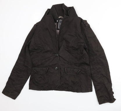Additional front view of ESPRIT women’s brown jacket, size UK 16, button