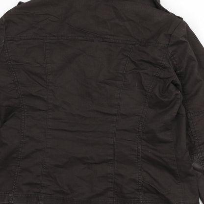 Brand and care label for ESPRIT women’s brown jacket, size UK 16, button