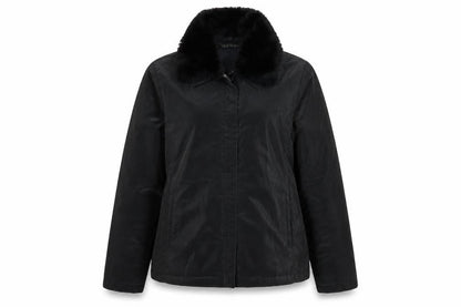 Front view of Dorothy Perkins women’s black jacket, size UK 12, zip