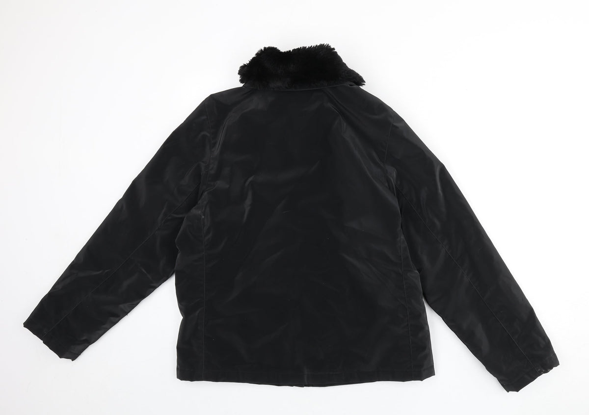 Back view of Dorothy Perkins women’s black jacket, size UK 12, zip