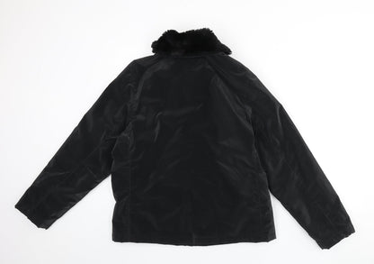 Back view of Dorothy Perkins women’s black jacket, size UK 12, zip