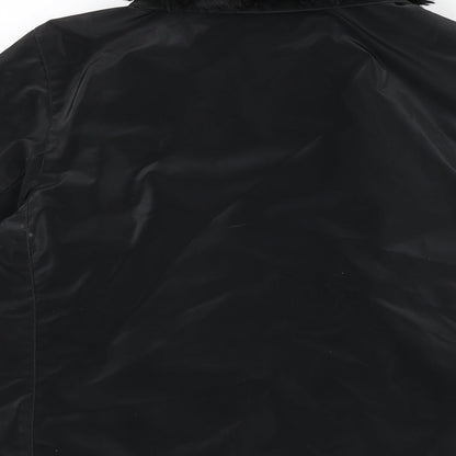 Brand and care label for Dorothy Perkins women’s black jacket, size UK 12, zip