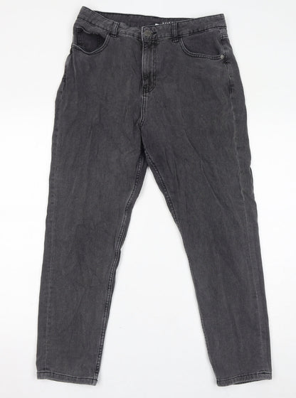 Noisy May Womens Grey Cotton Mom Jeans Size 30 L32 in Regular Zip