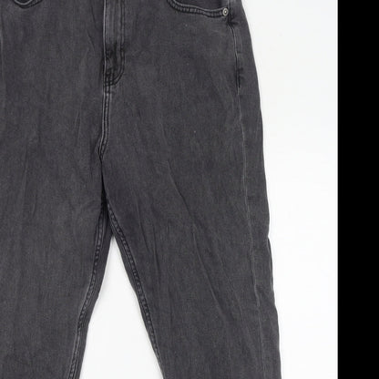 Noisy May Womens Grey Cotton Mom Jeans Size 30 L32 in Regular Zip