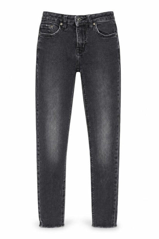 Mango Womens Grey Cotton Skinny Jeans Size 4 L27 in Regular Zip - Distressed Hem
