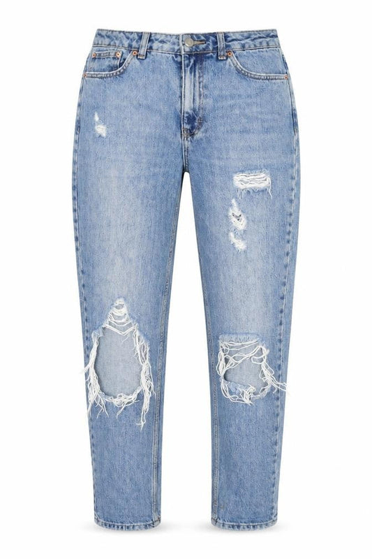 Topshop Womens Blue Cotton Mom Jeans Size 28 in L34 in Regular Zip
