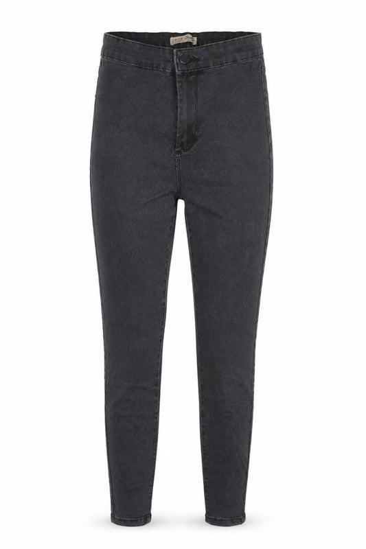 Front view of Denim & Co. women’s grey cotton skinny jeans, size UK 6, 25-inch leg regular zip
