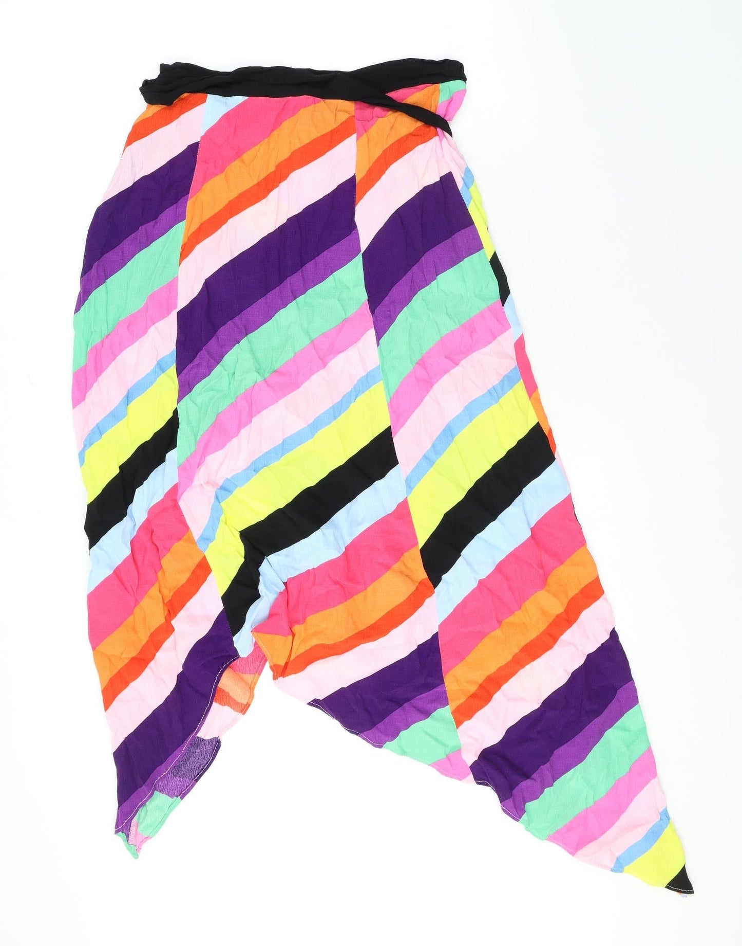 Topshop Womens Multicoloured Striped Viscose Swing Skirt Size 10 Zip