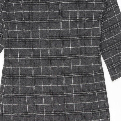 Part Two Womens Grey Check Cotton A-Line Size XL Round Neck Pullover