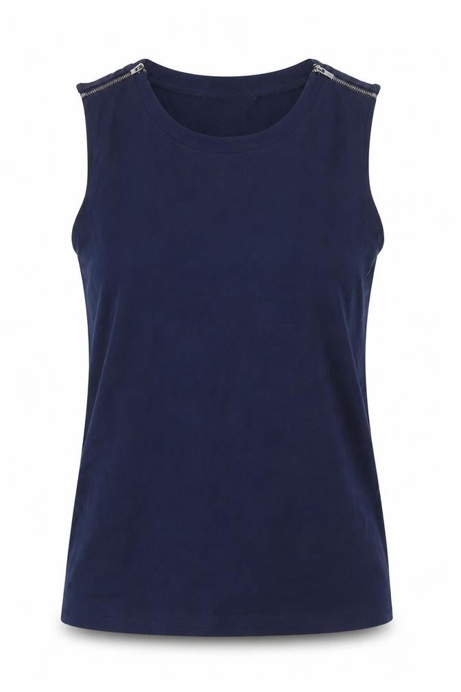 New Look Womens Blue Polyester Basic Tank Size 8 Round Neck