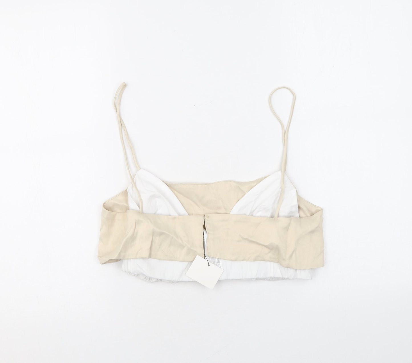Zara Womens Beige Cotton Cropped Tank Size S Square Neck