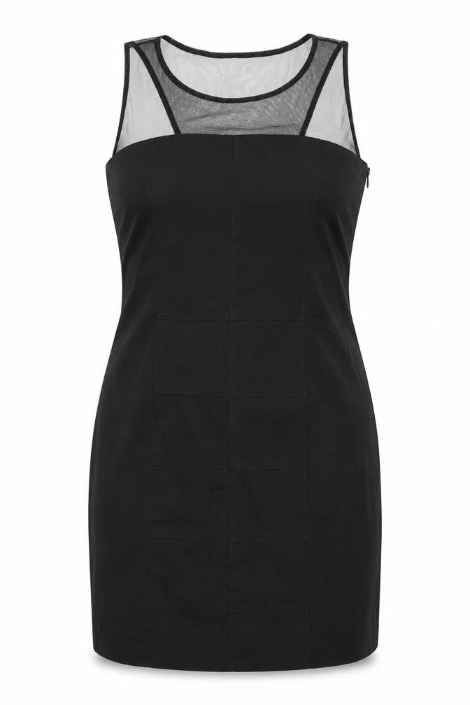 H&M Womens Black Polyester Pencil Dress Size 14 Scoop Neck Zip