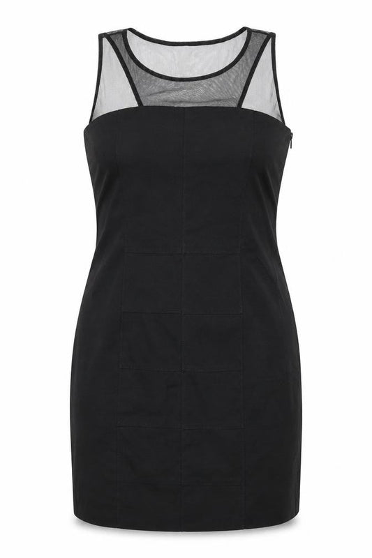 H&M Womens Black Polyester Pencil Dress Size 14 Scoop Neck Zip