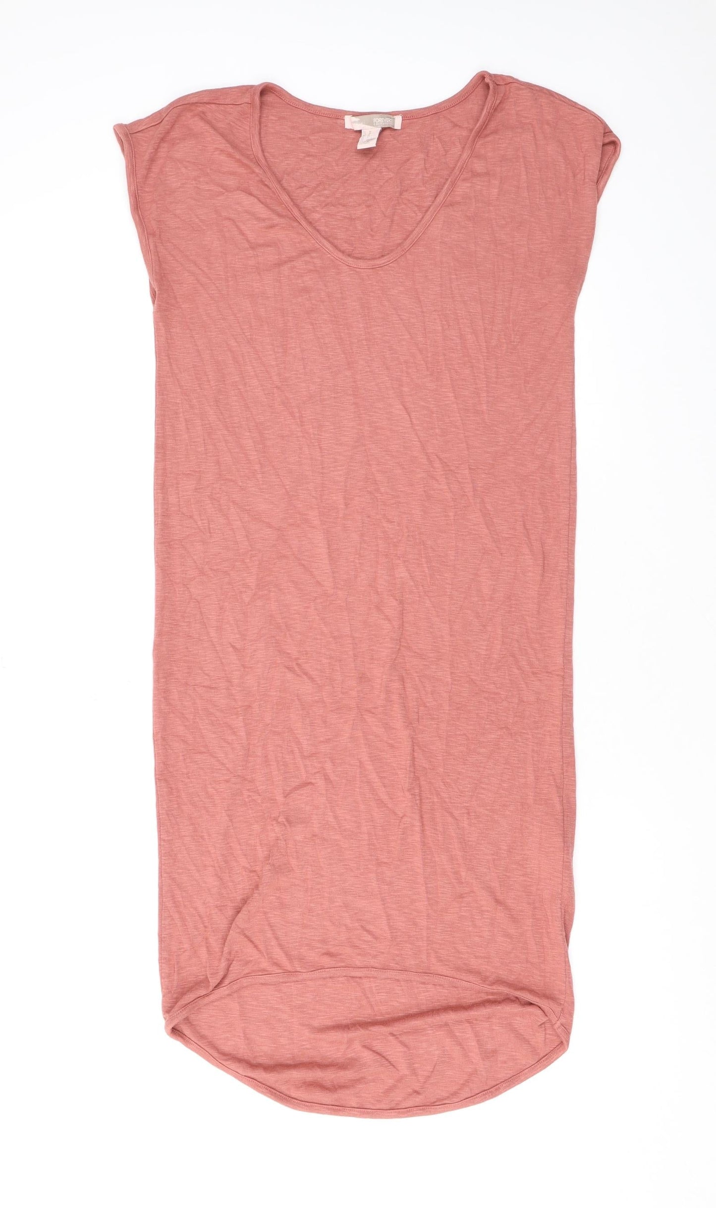 FOREVER 21 Womens Pink Rayon T-Shirt Dress Size M Scoop Neck Pullover