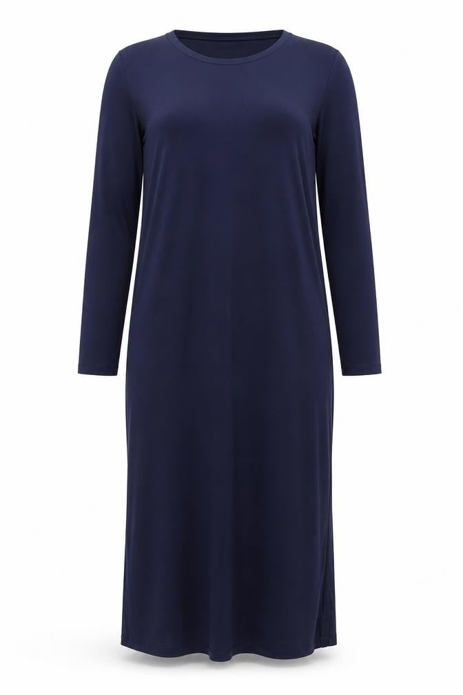 Flounce Womens Blue Viscose A-Line Size 14 Round Neck Pullover
