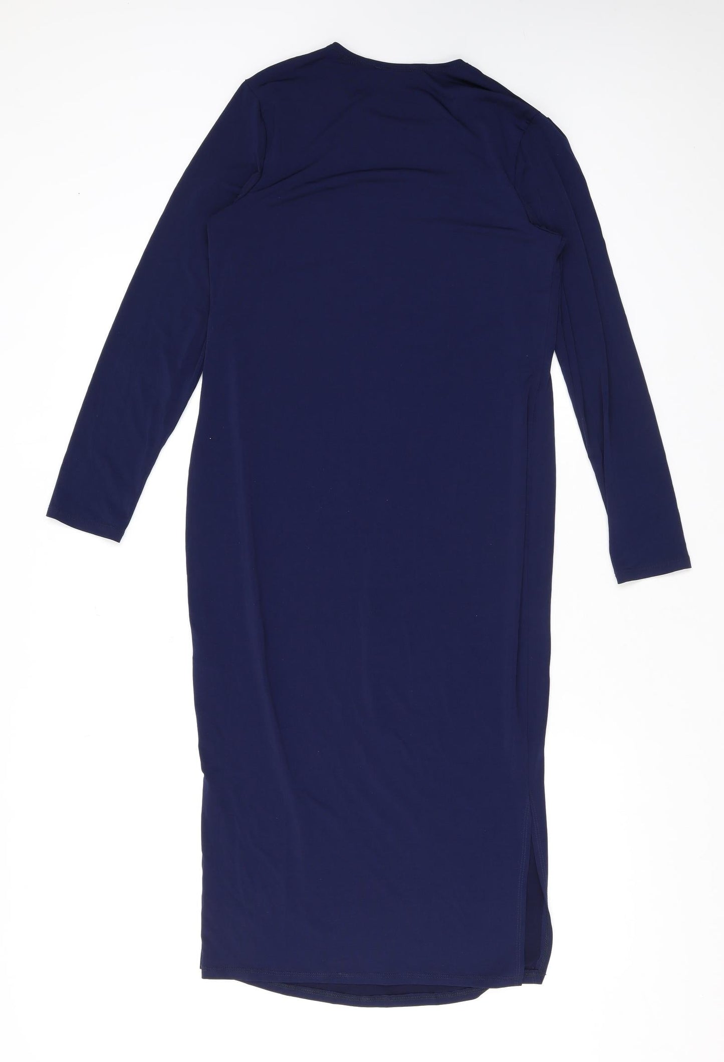 Flounce Womens Blue Viscose A-Line Size 14 Round Neck Pullover