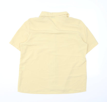 Berkertex Womens Yellow Polyester Basic Button-Up Size 16 Collared - Pockets