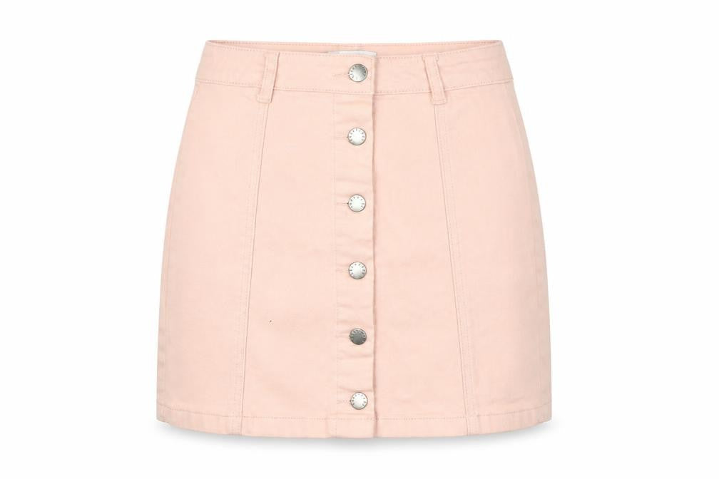 FOREVER 21 Womens Pink Cotton Mini Skirt Size S Button