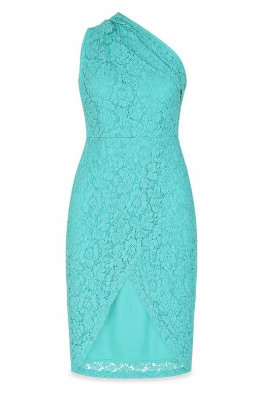 ASOS Womens Green Floral Polyester Pencil Dress Size 10 One Shoulder Zip