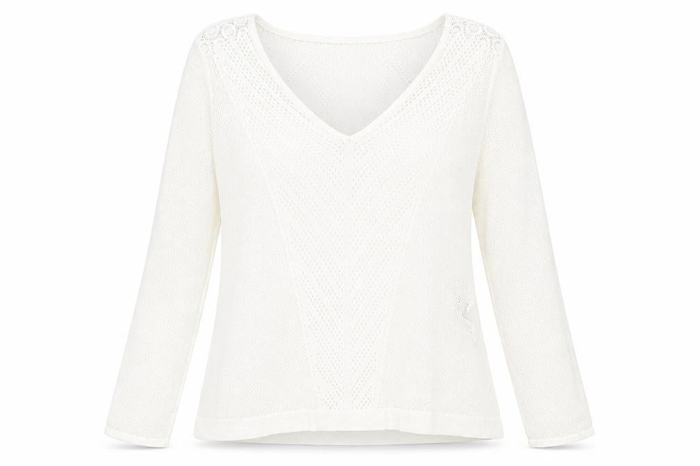 Marks & Spencer Womens Ivory V-Neck Viscose Pullover Jumper Size 12