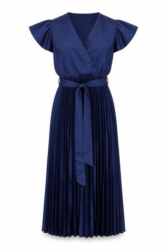 New Look Womens Blue Polyester A-Line Size 6 V-Neck Pullover - Pleated