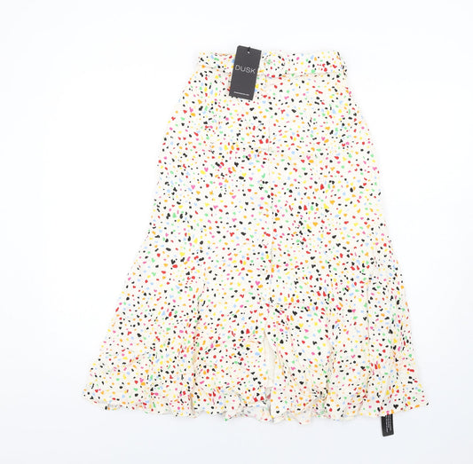 dusk Womens Multicoloured Geometric Viscose A-Line Skirt Size 6 Button