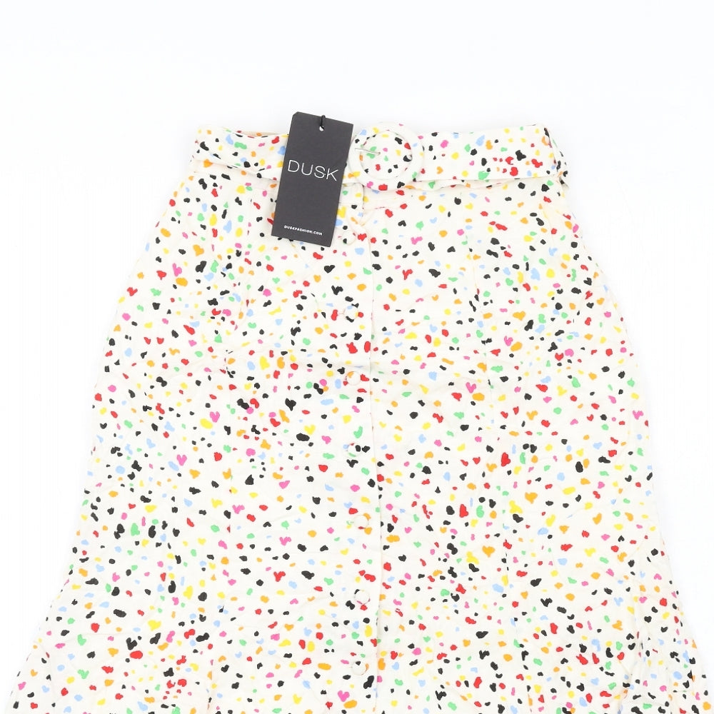dusk Womens Multicoloured Geometric Viscose A-Line Skirt Size 6 Button