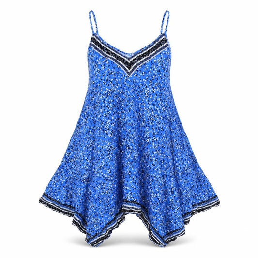 Monsoon Womens Blue Geometric Viscose Slip Dress Size M V-Neck Pullover
