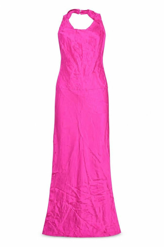 Zara Womens Pink Viscose Maxi Size M Cowl Neck Zip