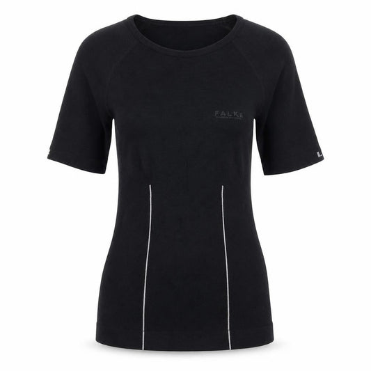 Flake Womens Black Polyamide Basic T-Shirt Size 12 Round Neck Pullover