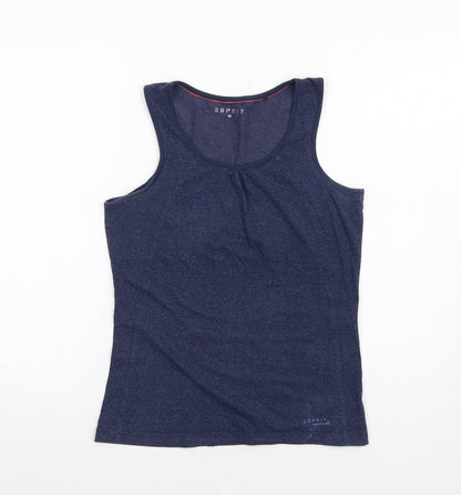 Additional front view of ESPRIT women’s blue cotton basic tank, size XS, round neck