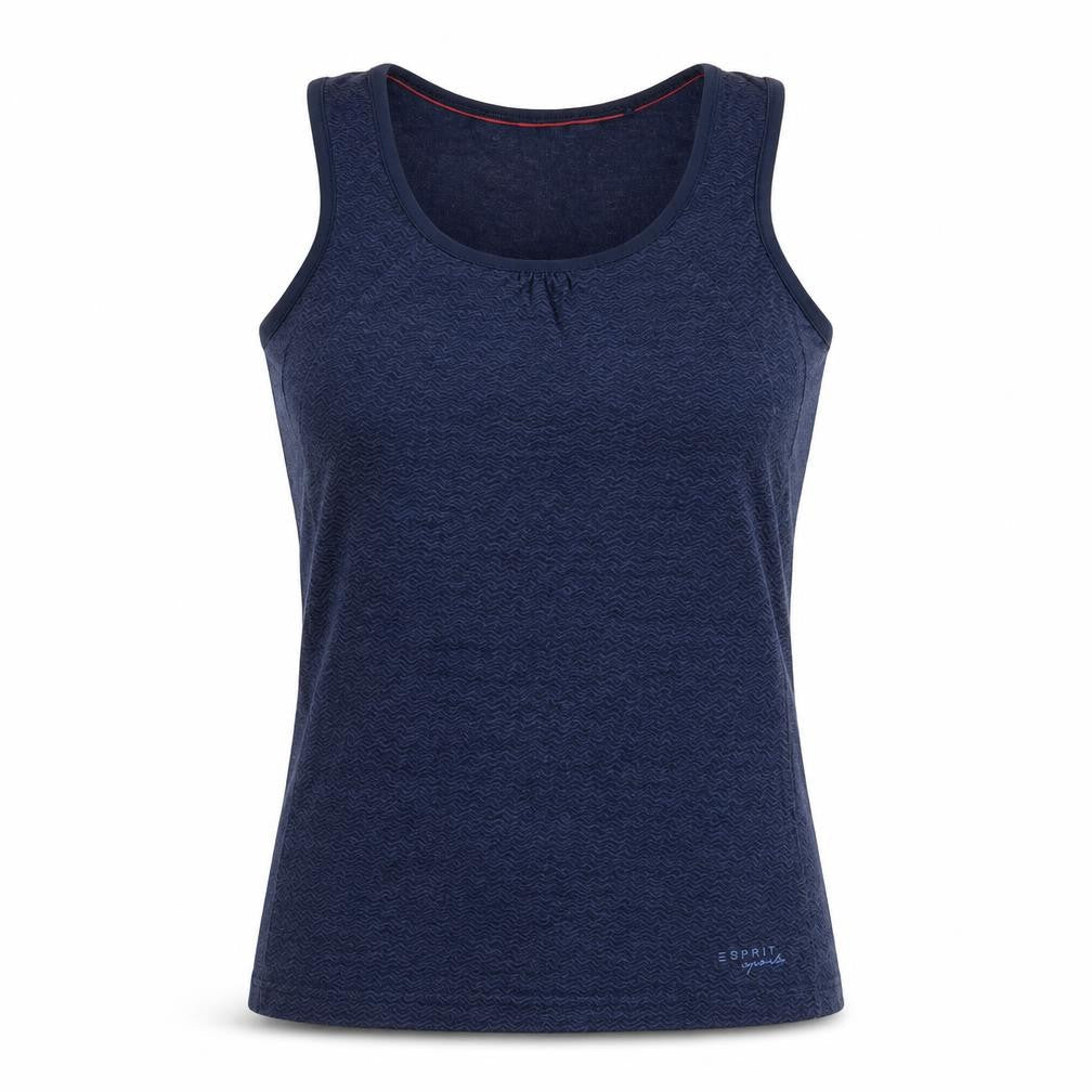 Esprit Womens Blue Cotton Basic Tank Size XS Round Neck